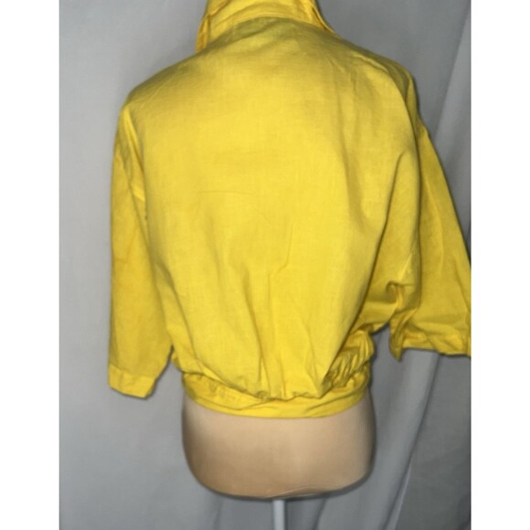 Vintage 80's  Hari tie front floral painted blouse, gathered back medium - Picture 4 of 7